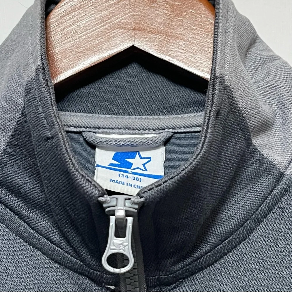 Vtg‎ STARTER Track Jacket Mens S Grey Colorblock Full Zip Pockets Activewear Y2K